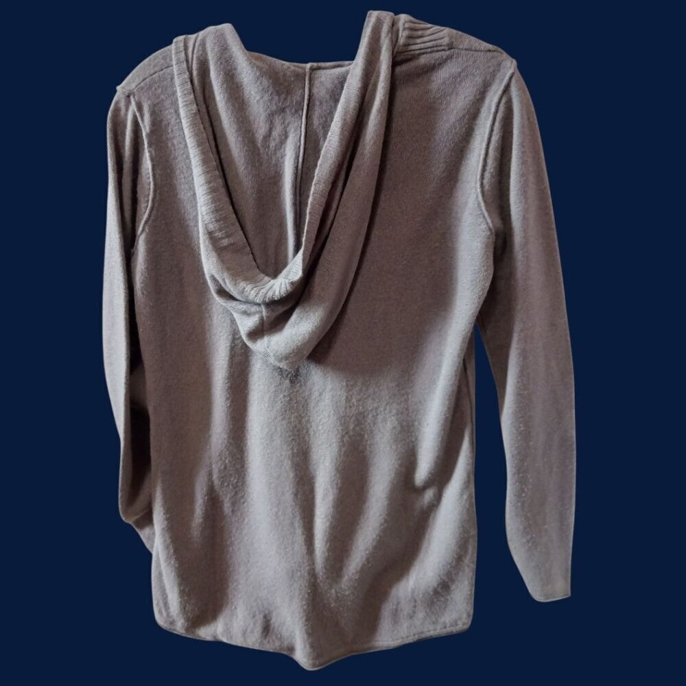 Democracy Vtg Hooded Knit Pullover Sweater W/ Kangaroo Pocket Gray Medium - Picture 2 of 9